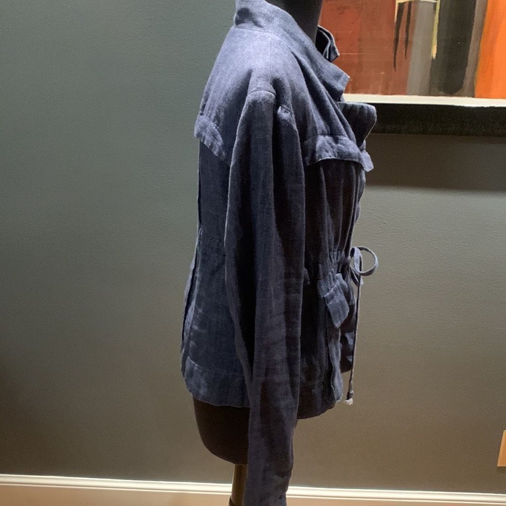 🎉🎊HOST PICK🎊🎉 Nanette Lepore navy 100% linen drawstring waist jacket, sz 6 - Picture 5 of 11